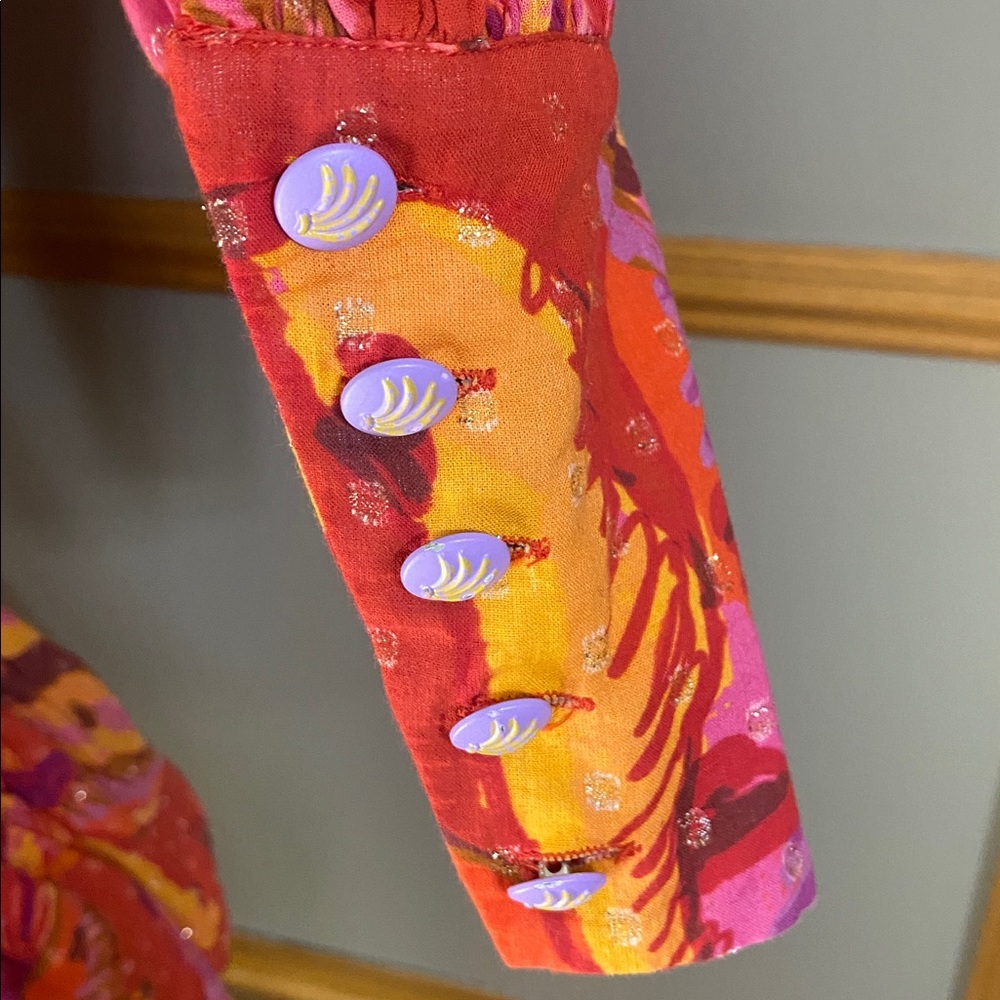 FARM Rio Banana Juice red, orange & brown long sleeve Cotton Minidress size S - Picture 9 of 12